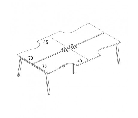 Рабочая станция столы Классика (4х160) опоры TRE A4.PRO на металлокаркасе