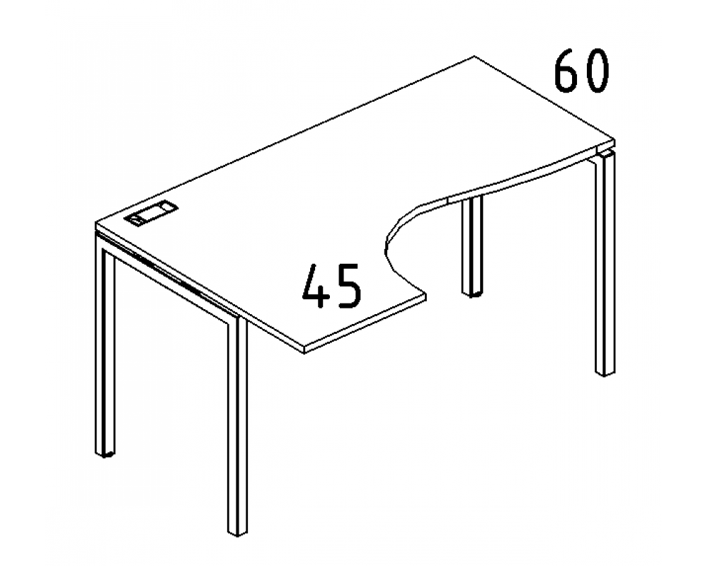 Стол эргономичный левый "Классика" на металлокаркасе DUE 160x90x75 A4.PRO
