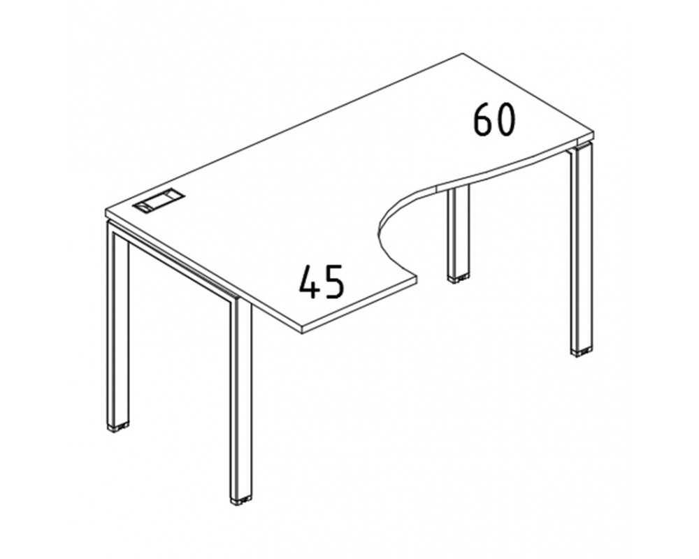 Стол эргономичный левый "Классика" на металлокаркасе UNO 140x90x75 A4.PRO