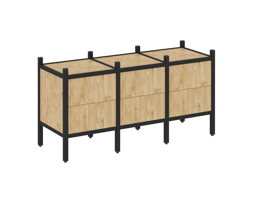 Прямой стеллаж L-06 1278x446x636 Лофт / Loft