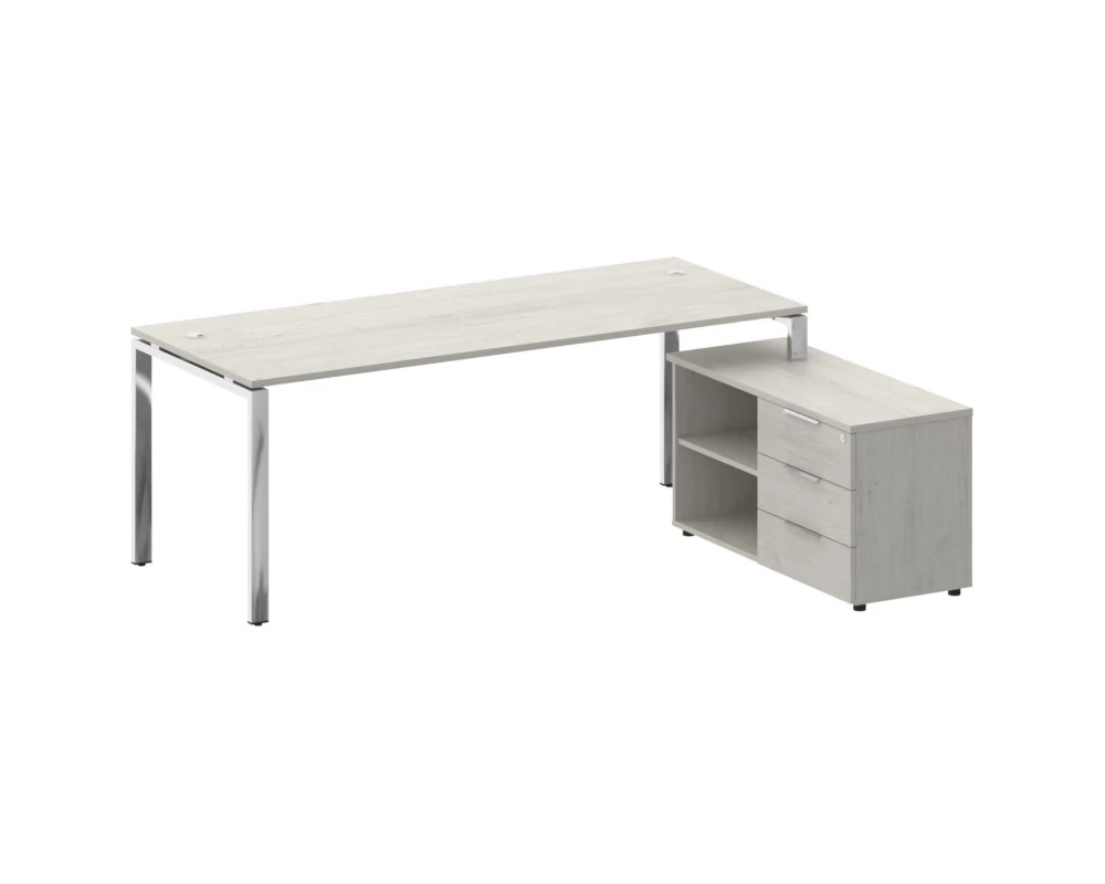 Стол рабочий руководителя с опорной тумбой правый 2100x1620x750 Метал Систем Директ / Metal System Direct