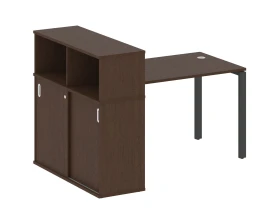 Стол письменный на П-образном м/к с опорным шкафом-купе 161x112x109,8 Метал Систем / Metal System images
