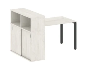 Стол письменный на П-образном м/к с опорным шкафом-купе 161x112x109,8 Метал Систем / Metal System images