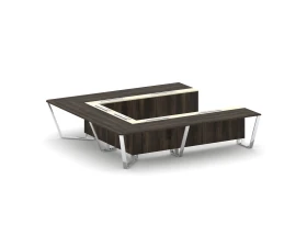 Стол переговорный П-образный ЛДСП/нерж. сталь/МДФ 3200x3200x750 Стил Мит / Steel Meet images