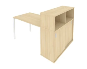 Стол письменный на П-образном м/к с опорным шкафом-купе 161x112x109,8 Метал Систем / Metal System images