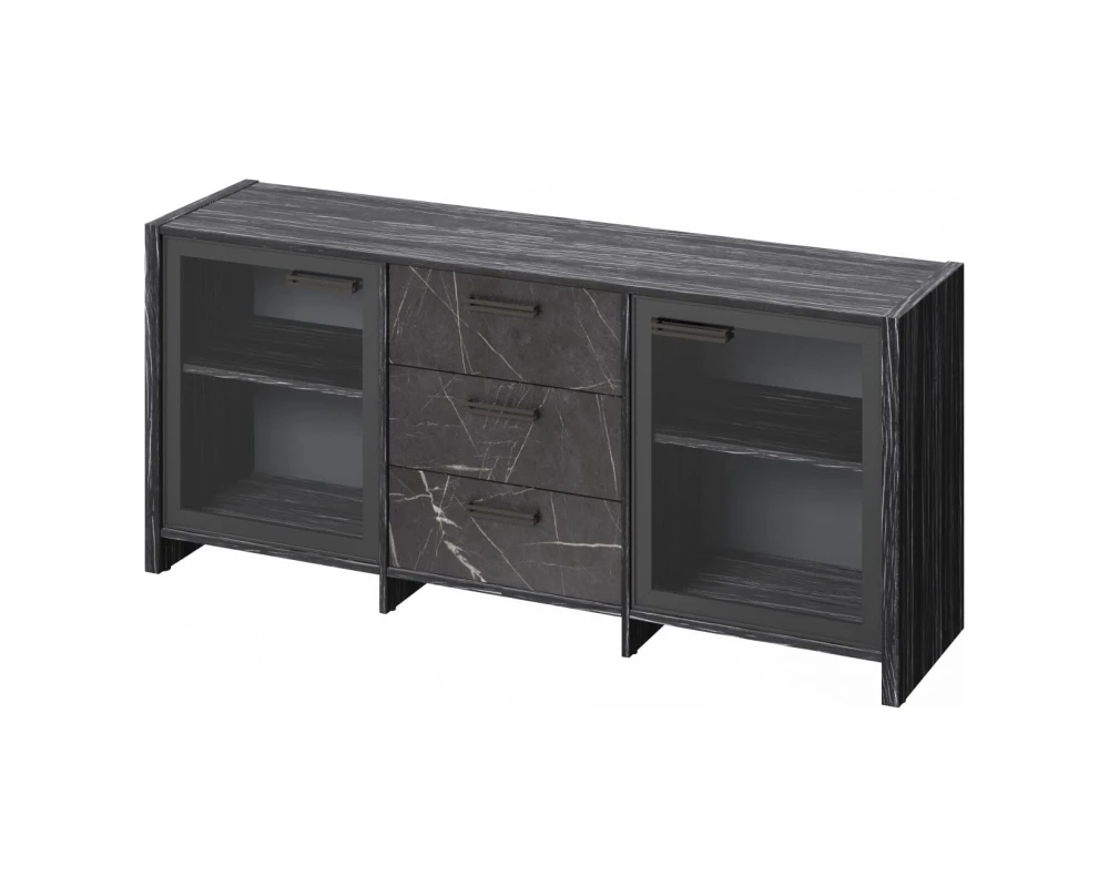 Тумба с 2 дверьми в алюминевом профиле и 3 ящиками Фестус / Festus