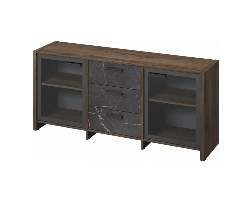 Тумба с 2 дверьми в алюминевом профиле и 3 ящиками Фестус / Festus